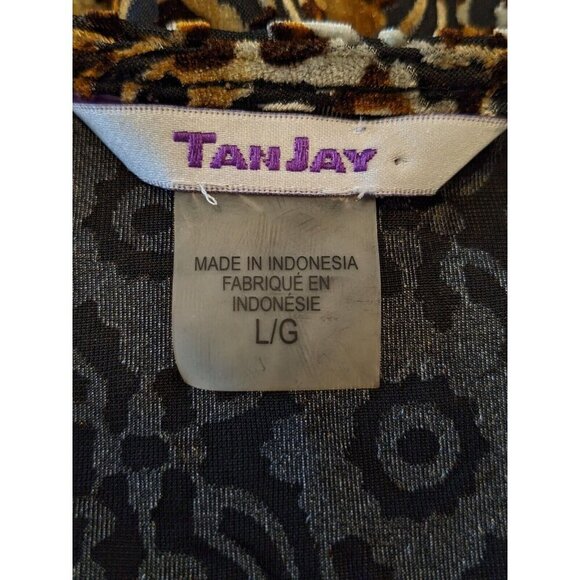 Tanjay Burnout Velvet Tank Top Womens Large Brown Leopard Cheetah Animal Print - Picture 7 of 8